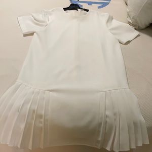 Zara S white pleat dress
